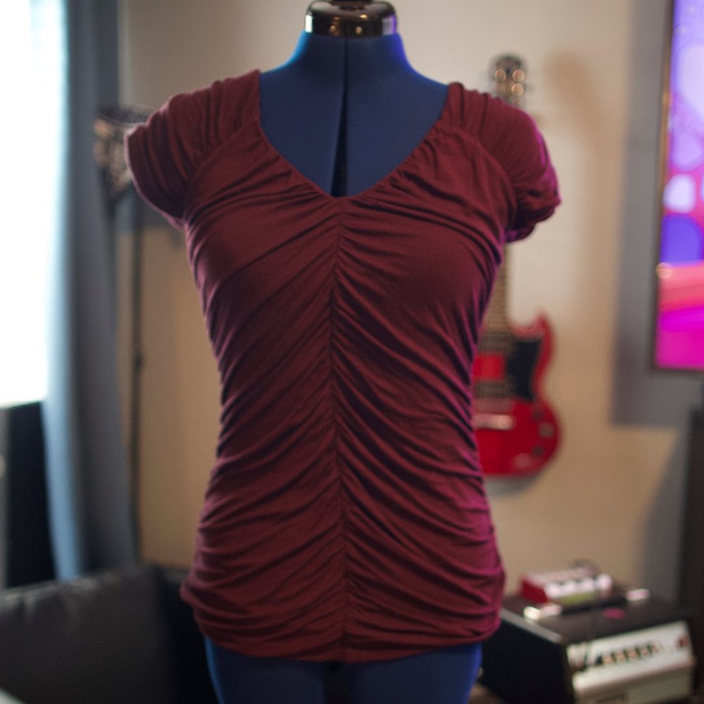 Express v-neck rouched blouse - small